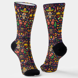 Waar koop je leuke sokken 00376 Mexico Thema sokke
