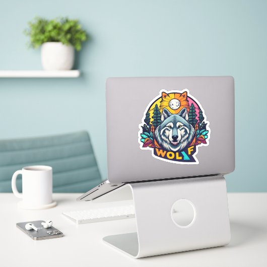 Waar kwaliteit ontmoet creativiteit Wolf Stickers (Laptop op bureau)