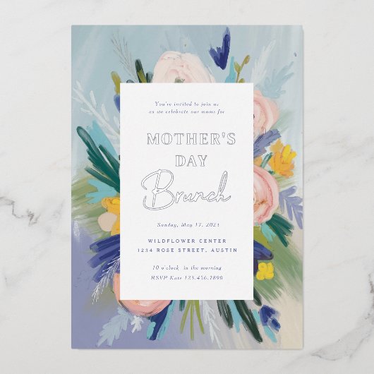 Waar Love Moederdag Brunch groeit Folie Uitnodiging (Voorkant)