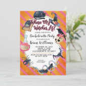 Waar mijn heksen op Halloween Bachelorette Party Kaart (Staand voorkant)