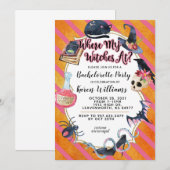Waar mijn heksen op Halloween Bachelorette Party Kaart (Voorkant / Achterkant)