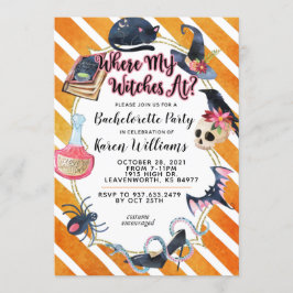 Waar mijn heksen op Halloween Bachelorette Party Kaart