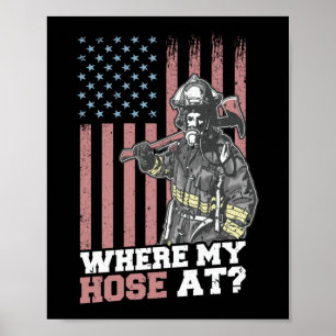 Waar mijn hoer bij brandweerman, Amerikaans vlagro Poster