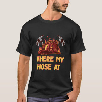 Waar mijn huis bij Funny Firefighter Humor Brandwe T-shirt