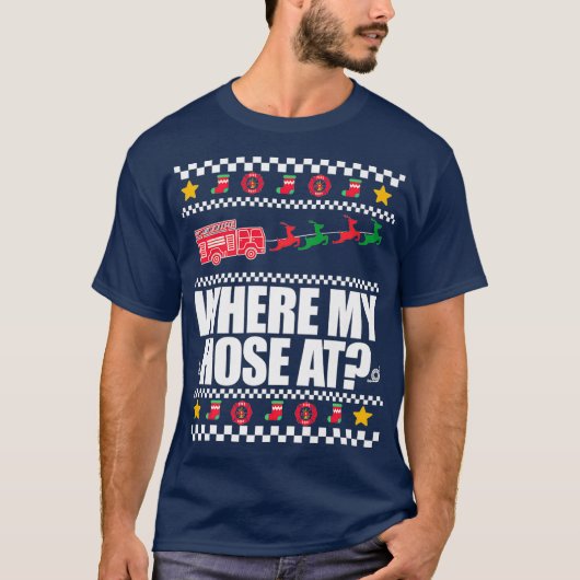 WAAR MIJN HUIS OP FIREFIGHTER OOIT kerstthema T-shirt (Voorkant)