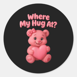 Waar mijn knuffel bij Schattigee teddybeer het har Ronde Sticker