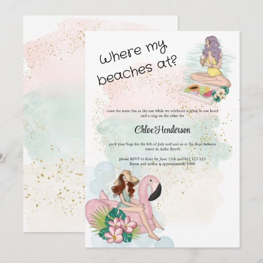 Waar mijn stranden liggen bij Bachelorette Party Kaart (Voorkant / Achterkant)