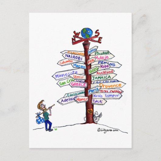 Waar moet je heen? Wegwijzers Briefkaart  (Voorkant)