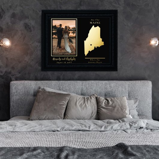 Waar onze reis begon met Maine Wedding Foto Folie Afdrukken