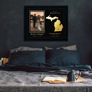Waar onze reis begon met Michigan Wedding Foto Folie Afdrukken