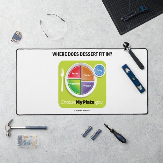 Waar past Dessert in? MyPlate Humor Bureaumat (Werkstation)