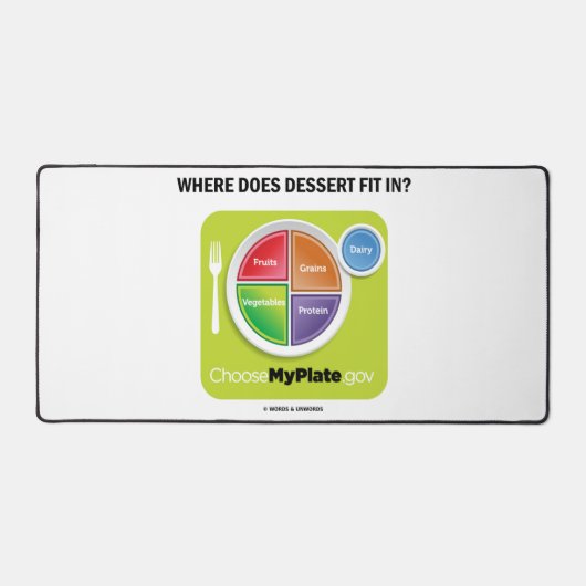 Waar past Dessert in? MyPlate Humor Bureaumat (Voorkant)
