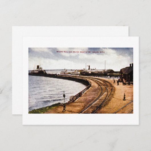 Waar Rail en Water samenkomen, St. Ignace, Michiga Briefkaart (Voorkant / Achterkant)