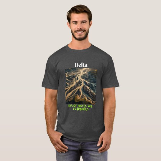Waar River ontmoet Ocean: Delta Drift Charcoal T-s T-shirt (Voorkant volledig)