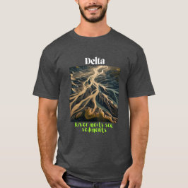 Waar River ontmoet Ocean: Delta Drift Charcoal T-s T-shirt