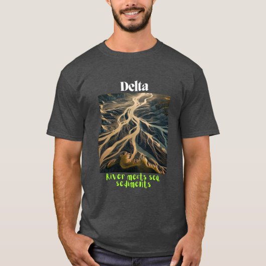 Waar River ontmoet Ocean: Delta Drift Charcoal T-s T-shirt (Voorkant)