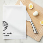 "Waar rook is, is er diner..." Diva Theedoek (Quarter Fold)