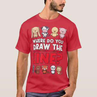 Waar tekent u de lijn vegetarische vegetatie? t-shirt