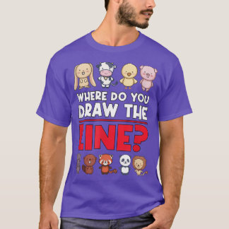 Waar tekent u de lijn vegetarische vegetatie? t-shirt