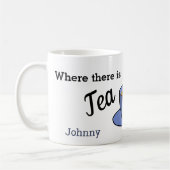 Waar thee is, is hoop, Jouw naam, blauw Koffiemok (Links)