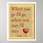 Waar u blijft - Ruth 1:16 - de druk van het poster (Voorkant)