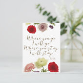 Waar u gaat zal het scriptcitaat briefkaart gaan (Staand voorkant)