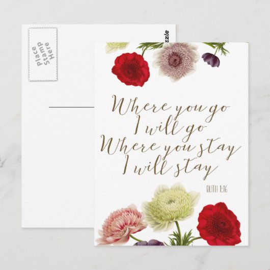 Waar u gaat zal het scriptcitaat briefkaart gaan (Voorkant / Achterkant)