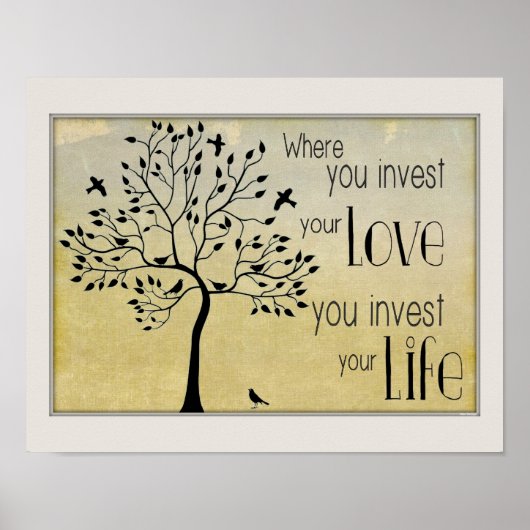 Waar u uw Liefde investeert/levensonderhoud invest Poster (Voorkant)