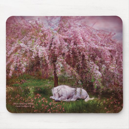 Waar Unicorns Dream Mousepad Muismat (Voorkant)