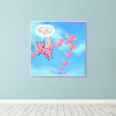 Waar Varkens op Funny Vegan Cartoon Canvas vliegen (Insitu (Houten vloer))