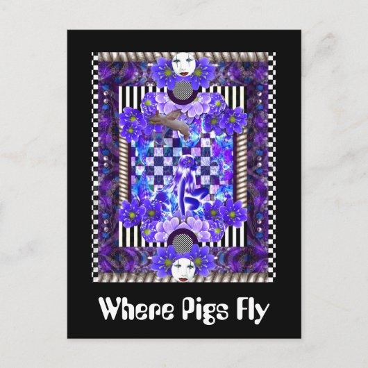 waar varkens vliegen briefkaart (Voorkant)