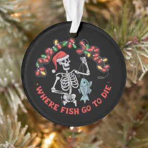Waar vissen gaan om te sterven Visser Kerstmis Ske Ornament