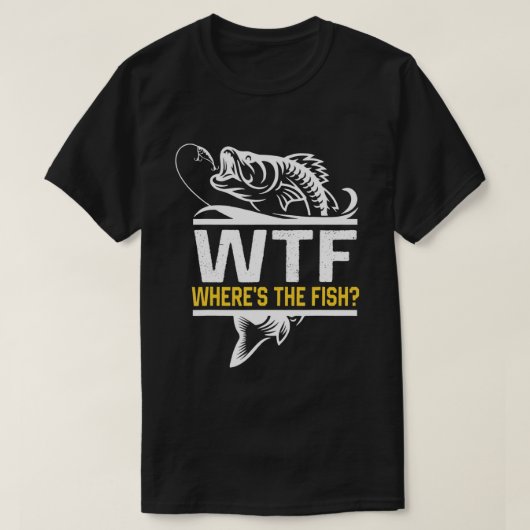 Waar Vist de vis-WTF-Mannen Funny T-Shirt - (Design voorkant)