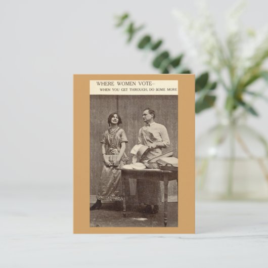 Waar vrouwen stemmen suffragette briefkaart (Staand voorkant)