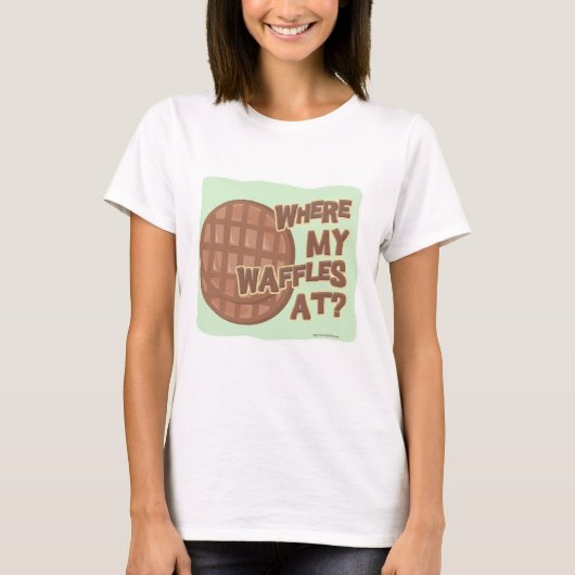 Waar wafels bij Funny Food Cartoon Motto T-shirt (Voorkant)