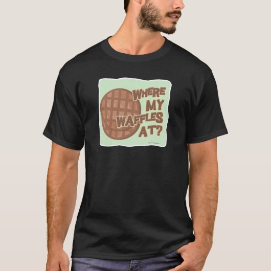Waar wafels op schimmelige Cartoon donker T-shirt (Voorkant)