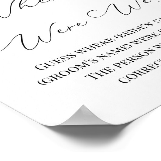 Waar waren bruid & bruidegom bruidspaar douche poster (Hoek)