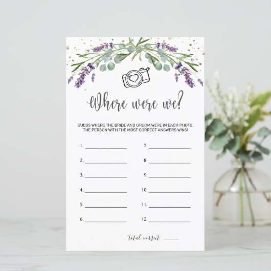 Waar waren we bruidsspel Eucalyptus Lavendel (Staand voorkant)