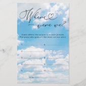 Waar waren we Cloud 9 Vrijgezellenfeest spel (Voorkant)