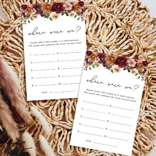 Waar waren we Herfst Floral Vrijgezellenfeest spel