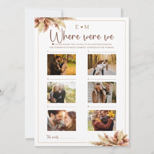 Waar waren we Herfst Pampas Grass Game Kaart (Voorkant)