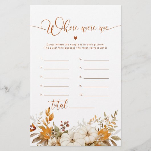 Waar waren we herfst vrijgezellenfeest spel (Voorkant)