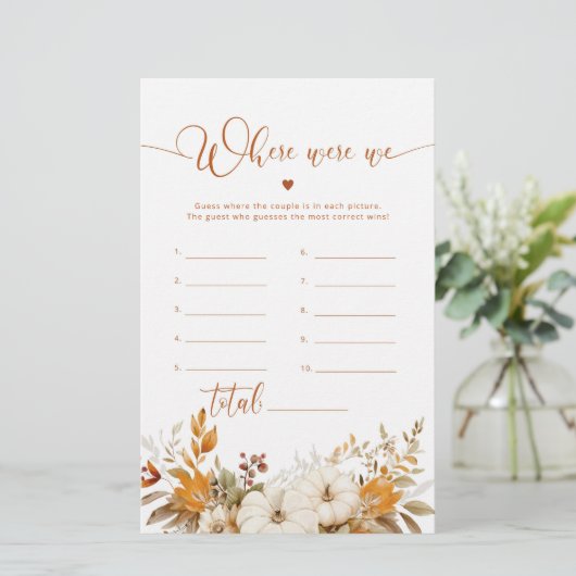 Waar waren we herfst vrijgezellenfeest spel (Staand voorkant)