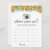 Waar waren we Sinaasappels Vrijgezellenfeest Game  Kaart (Voorkant)