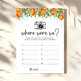 Waar waren we Sinaasappels Vrijgezellenfeest Game  Kaart