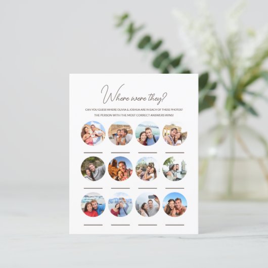 Waar waren ze 12 foto bruiloft Verloving spel (Staand voorkant)