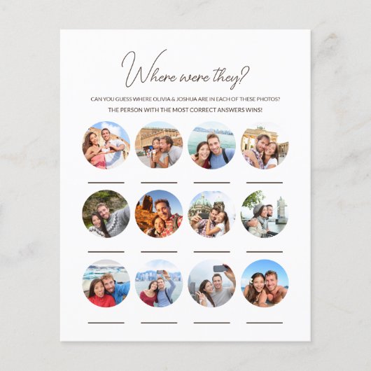 Waar waren ze 12 foto bruiloft Verloving spel (Voorkant)