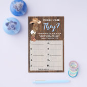 Waar waren ze AA Cowboy Baby shower Game Kaart (Enkel)