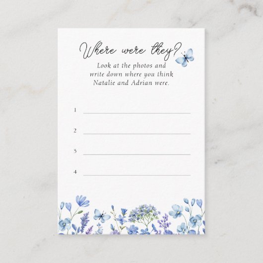 Waar waren ze Blue Wildflower antwoord Kaart (Voorkant)