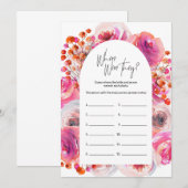 Waar waren ze Bride Shower Floral Arch Game Kaart (Voorkant / Achterkant)